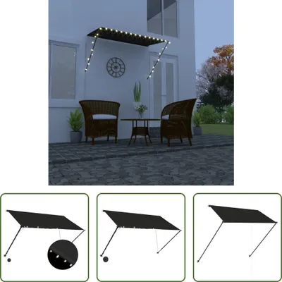 Immagine prodotto di The Living Store Tenda da sole retrattile con LED 250×150 cm antracite