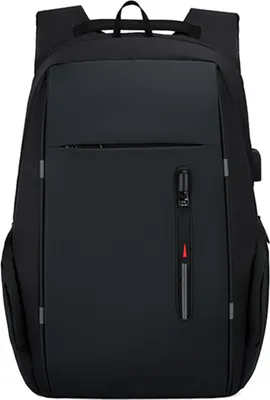 Image de Sac à dos pour ordinateur portable 17 pouces avec port USB, sac à dos imperméable à la mode,Noir