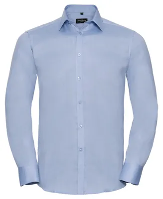 Image de Russell Collection - Chemise pour homme, motif à chevrons, sur mesure, manches longues LT2946 (M) (bleu clair)