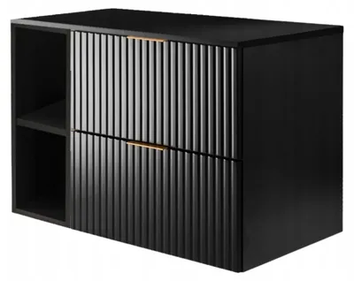 Zdjęcie produktu dla Szafka Łazienkowa Wisząca Pod Umywalkę Regał Blat 80X46Cm Flisan Czarny
