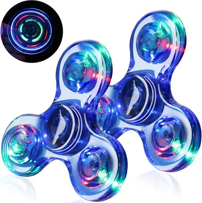 Imagen del producto de Juguete giratorio antistrés con luces LED para niños - Set de 2 - Juguetes antistrés con luces para bebés - Brilla en la oscuridad