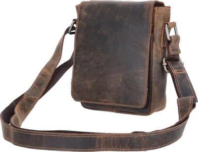Produktbild von The Skandinavische Brand Umhängetasche Hunther, Leder braun, verstellbarer Schultergurt ca. 58-130 cm, 1 Hauptfach mit Reißverschluss und Überschlag, 2 Reißverschlussfächer, 2 Einsteckfächer