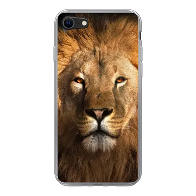 Produktbild von MuchoWow® Handyhülle Schutzhülle Hülle für iPhone 7 Löwe - Tiere - Schwarz - Hell - Braun - Porträt Silikon Softcase Handy Hülle - Kartenhalter
