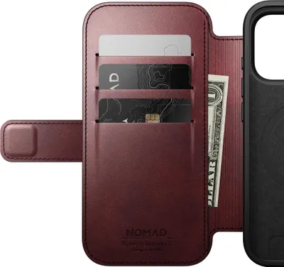 Image de Nomad Horween cuir folio iPhone 17 Pro – Boutons en aluminium recyclé – Accès direct à la caméra – Cuir Horween tanné en Amérique