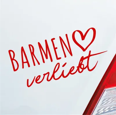 Produktbild von Auto Aufkleber Barmen verliebt Herz Stadt Heimat Liebe Car 19x9 cm Rot Sticker Heckscheibenaufkleber