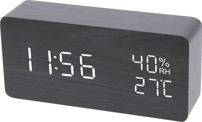 Produktbild von Welikera Wecker LED-Digitaler Wecker, Holz-LED-Uhr, Alarmwecker, Tischuhr, Dimmbare Helligkeit, 3 Alarme, ℃/Luftfeuchtigkeit, USB