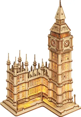 Image de RoboTime Puzzle 3D en bois Tour d'horloge Big Ben Shining