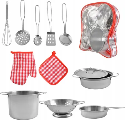 Produktbild von Kinder-Küchen-Set mit Töpfen und Pfannen Spielset aus Edelstahl 9438