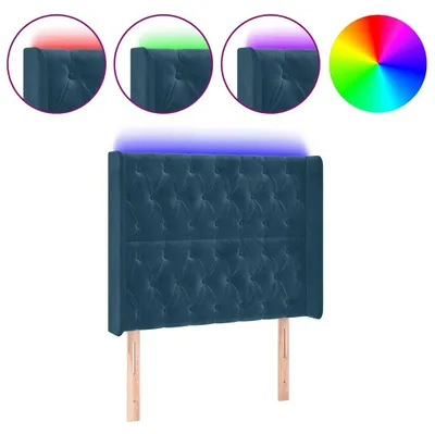 Produktbild von vidaXL LED Kopfteil Dunkelblau 103x16x118/128 cm Samt