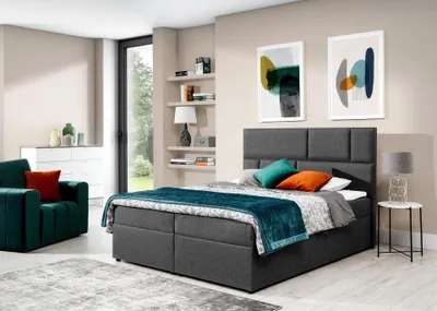 Obrázek produktu pro Boxspringová postel s úložným prostorem 160x200 FARELO - popelavá
