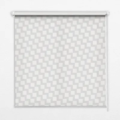 Produktbild von Seitenzug-Rollo Fensterrollo Jalousie - Thermo-Rollo Verdunkelungsrollo - 140x180 cm - Graue Quadrate