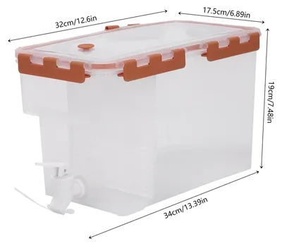 Immagine prodotto di Brocca per acqua fredda - Distributore di bevande da 6 l - In plastica - Per limonata e succhi di frutta - Con coperchio - Arancione