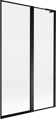 Produktbild von Mexen Mist L Badewannenfaltwand 2-flügelig rechts 110 x 150 cm, schwarzer Rahmen, schwarz - 8A9L-110-011-70-70-P
