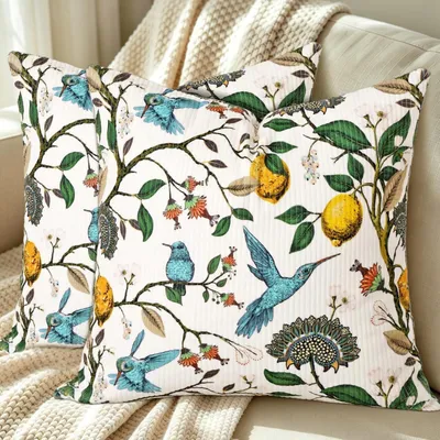 Immagine prodotto di Cuscini decorativi, 2 pezzi, 45x45 cm, tessuto in velluto a coste, colore giallo limone
