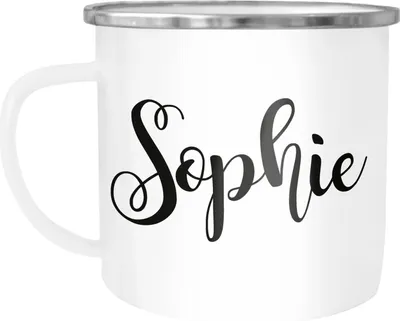 Produktbild von Emaille-Tasse mit Namen Emaille-Becher personalisierte Geschenke Frauen Mädchen Namensaufdruck Namensbecher SpecialMe® weiß-metall Emailletasse
