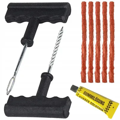 Produktbild von Reifenreparatur Set 8-tlg Auto Motorrad Flickzeug Pannenset Reifenpanne KFZ Vulkanisierschnur Reparaturset schlauchlos Reifen