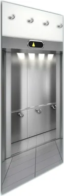 Produktbild von Wallario Flurgarderobe Wandgarderobe aus Glas, mit 7 Haken, Größe 50 x 125 cm, Motiv Fahrstuhl