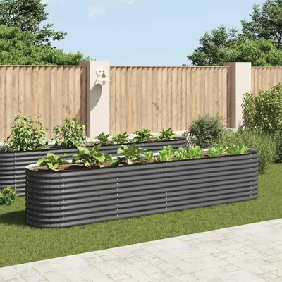 Image de Pot de fleurs - Jardinière - Bac de jardin - Pot de culture - Bac potager - Acier galvanisé - Grand format : 400 x 80 x 81 cm