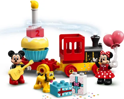 Produktbild von LEGO DUPLO | Disney Mickys und Minnies Geburtstagszug, Zug-Spielzeug mit Kuchen und Ballons, inkl. Micky und Minnie Maus-Figuren, Geschenk für Kleinkinder, Mädchen und Jungen ab 2 Jahren 10941