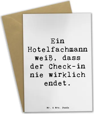Produktbild von Mr. & Mrs. Panda jubiläumskarte Spruch Hotelfachmann Lebensweisheit - Weiß - Geschenk, hochzeitskarten, einladungskarten, Grußkarten, Kommunikation, weihnachtskarten