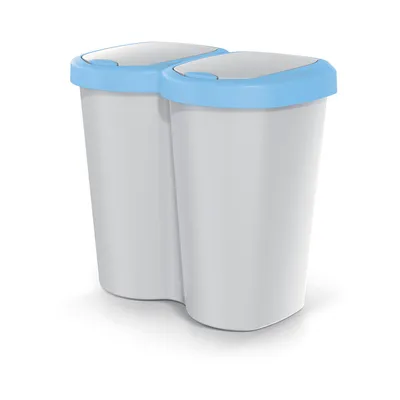 Produktbild von Abfallbehälter Compacta B Duo blau/aschmir Fassungsvermögen 40 l ein Fach zwei Deckel Wandmontage NDBS40-2717C_427C