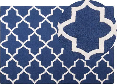 Zdjęcie produktu dla BELIANI Dywan niebieski wełniany 140 x 200 cm marokańska koniczyna ręcznie tuftowany styl orientalny