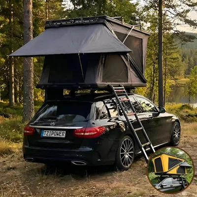 Produktbild von Z-Fold Dachzelt Autodachzelt Hardcase Aluminium in Grau Auto Zelt