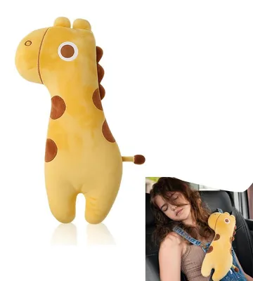 Produktbild von Reisekissen für Kinder - Giraffe - Sicherheitsgurtpolster für Kindersitze - 44x20x9cm - Cartoon-Schulterpolster - Für Autofahrten