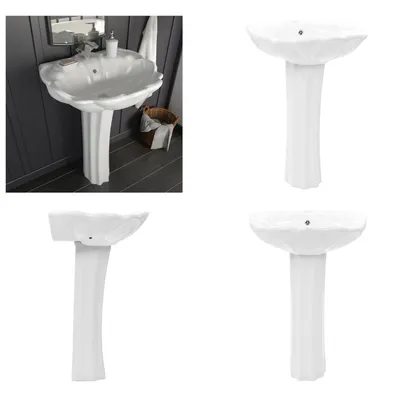 Produktbild von vidaXL Freistehendes Waschbecken mit Säule Keramik Weiß 580x510x200 mm - Becken - Waschbecken - Waschplatz - Waschplätze