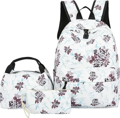 Produktbild von Rucksack für Damen, lässiges, leichtes Canvas-Rucksack-Set, modische, süße Schultertasche zum Mitnehmen, Reise-Tagesrucksack