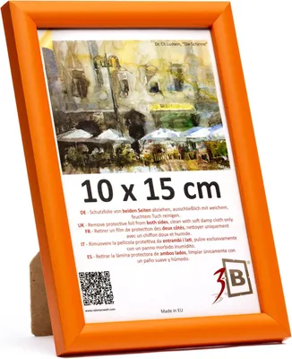 Obrázek produktu pro Rám na fotografie, rozměry 10 x 15 cm, dřevo, barva: oranžová, možnost vertikálního i horizontálního formátu, akrylové sklo