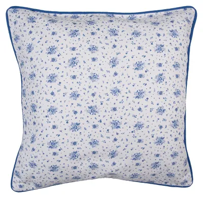 Produktbild von Clayre & Eef Kissenbezug 40x40 cm Weiß Blau Baumwolle Rosen