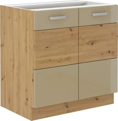 Immagine prodotto di Armadietto inferiore a doppia anta ADARA - larghezza 80 cm, cappucino / rovere artisan
