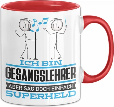 Produktbild von Gesangslehrer Geschenk Tasse Ich Bin Gesangslehrer Aber Sag Doch Einfach Superheld Lustige Geschenkdiee für Gesangslehrer Kaffee-Becher (Rot)