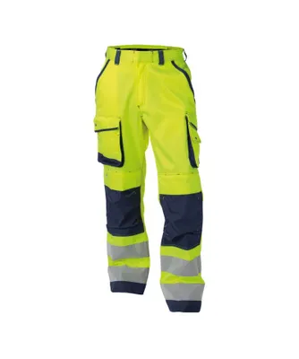 Produktbild von DASSY® Chicago Warnschutzhose mit Kniepolstertaschen NEONGELB/DUNKELBLAU Gr.58 Länge: PLUS