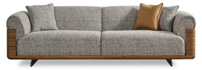 Produktbild von Dreisitzer Sofa 3 Sitzer Polstersofa Grau Stoff Polyester Couch Modern