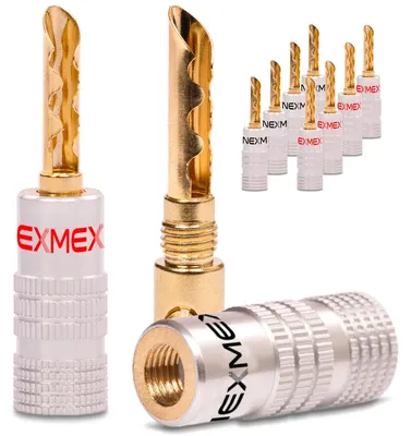 Produktbild von Hohl Bananenstecker NEXMEX 24K vergoldet 10x High End Stecker Verbinder Tube