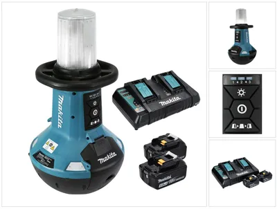 Productafbeelding van Makita DML 810 PT Oplaadbare accu LED schijnwerper 18 / 36 V ( 2 x 18 V ) 5500 lm IP54 + 2x oplaadbare accu 5.0 Ah + dubbele oplader