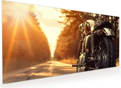 Produktbild von Küchenrückwand Spritzschutz Glas mit Motiv Motorradsonne 40 x 40 cm