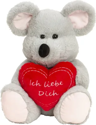 Produktbild von Kuscheltier Maus mit Herz Ich Liebe Dich 30 cm groß Plüschmaus Plüschbär samtig weich