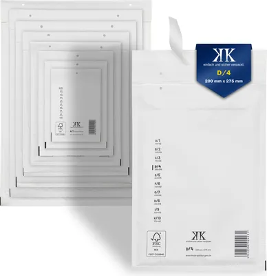 Produktbild von 100 Luftpolster-Versandtaschen D4 D/4 200x275mm (Außenmaß) Weiß