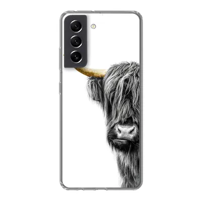 Produktbild von MuchoWow® Handyhülle Schutzhülle Hülle für Samsung Galaxy S21 FE Schottischer Highlander - Tiere - Schwarz und Gold Silikon Softcase Handy Hülle - Mobiltelefonhülle