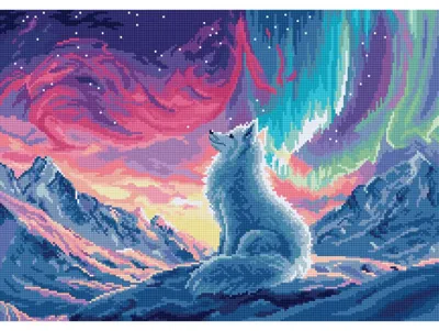 Productafbeelding van Letistitch Kreuzstich Stickpackung "Hüterin der Polarlichter", Zählmuster, 34x24cm