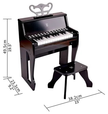 Produktbild von Hape Leuchttasten-Piano - mit Hocker und Notenhalter, Kinder Klavier mit Lichttasten, Musikspielzeug aus Holz, fördert Rhythmusgefühl, Kreativität &