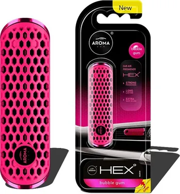 Produktbild von Lufterfrischer Polymer HEX Bubble Gum AROMA FANCY SHAPES Auto Duft