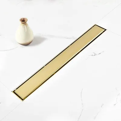 Obrázek produktu pro Lineární podlahová odtoková žlab – sifonový odvod vody – odvod vody – sprchový kout 2 v 1 – 1524 cm – zlatá