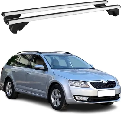 Image de Barres de toit Transversales pour Skoda Octavia Break 2012-2019 Aluminium Argent