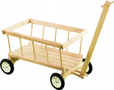 Produktbild von COIL Leiterwagen, Handwagen, Spielzeug-Kinderwagen, Handgefertigt aus Holz, Bollerwagen, Gartendekorationen, Schwenkbare Vorderrader, Selbstmontage, klein