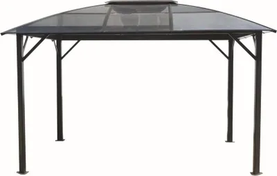 Image de Gloriette aluminium avec rideaux toit 10.80 m² gris anthracite - Habrita - GL3630AL -