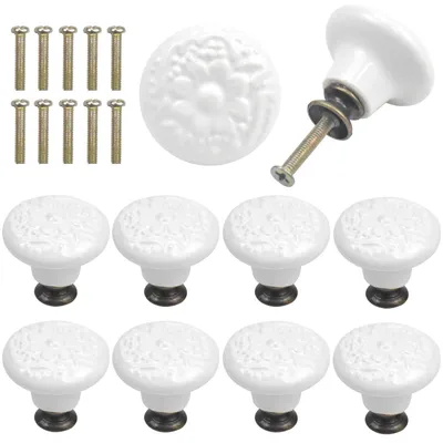 Produktbild von Vintage-Knöpfe zum Anbringen an Möbeln – Keramische Möbelknöpfe – 10 Stück – Durchmesser 34 mm – Hochwertiges Material – Inklusive Schrauben – Knöpfe für Schränke